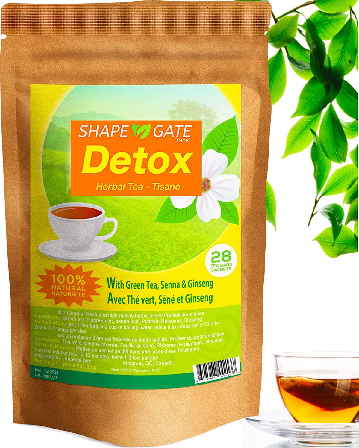 ShapeGate Skinny Detox Tea (28 Days) - for Weight Loss and Belly Fat - Colon and Body Cleanse - Constipation and Bloating Relief - Laxative Effect - Slim and Diet Tea - Green Tea + Senna + Ginseng