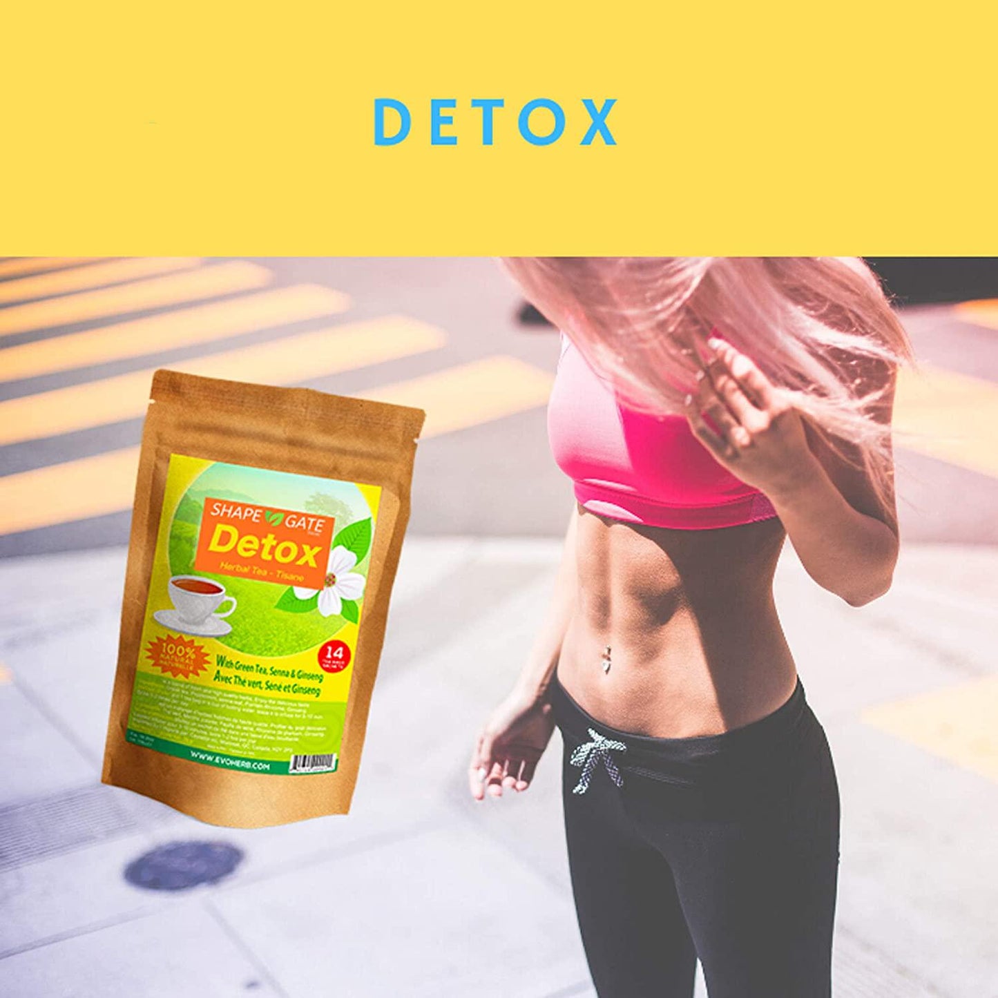 ShapeGate Skinny Detox Tea (28 Days) - for Weight Loss and Belly Fat - Colon and Body Cleanse - Constipation and Bloating Relief - Laxative Effect - Slim and Diet Tea - Green Tea + Senna + Ginseng