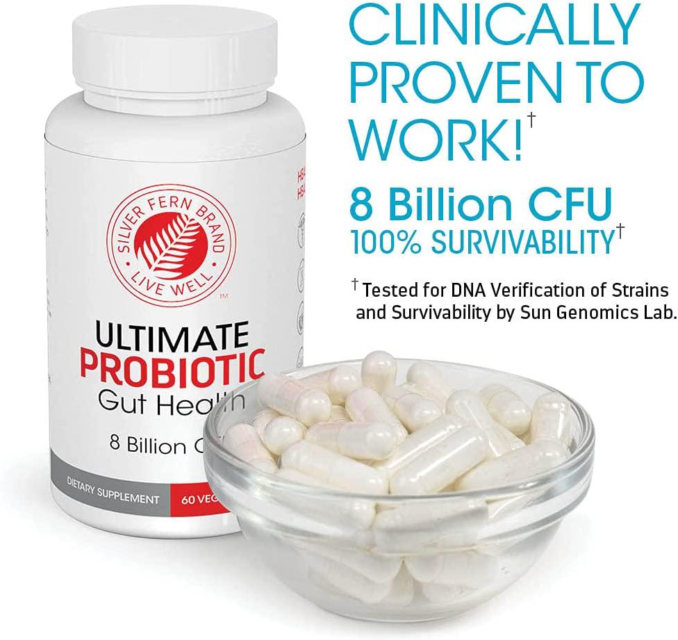 Silver Fern Ultimate Probiotic Supplement Vegicaps - Daily Metabolic Restoration Weight Loss 100% Survivability DNA Verified Multi-Strain Probiotic Capsules (2 Bottles - 120 Capsules)