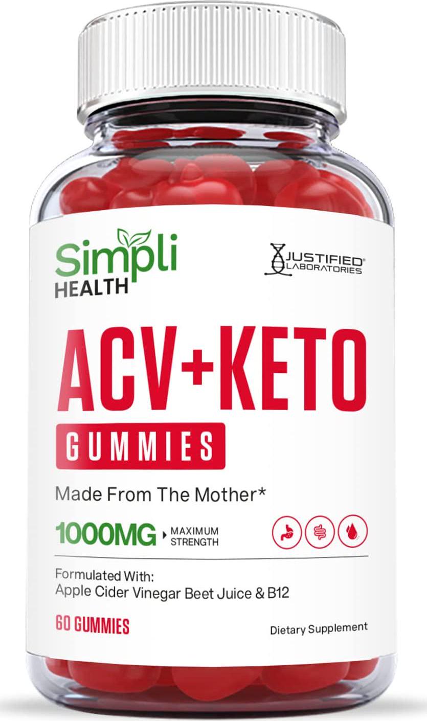 Simpli Health ACV Keto Gummies 1000MG with Pomegranate Juice Beet Root B12 60 Gummys
