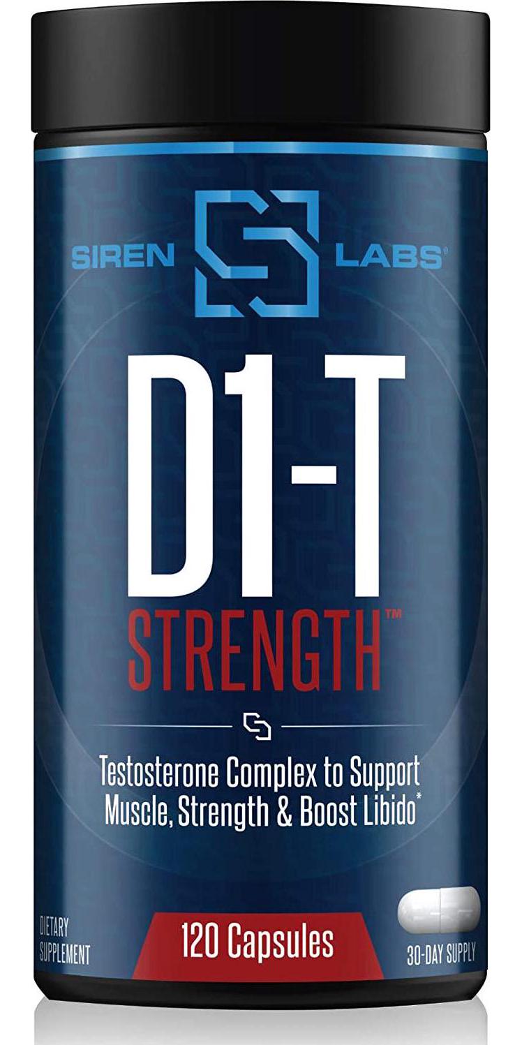 Siren Labs D1-T Strength Monster Muscle Mass-Building Testosterone Booster with D-Aspartic Acid – for a Boost and Increase in Total Testosterone Levels, Suppression of Estrogen (120 Capsules)