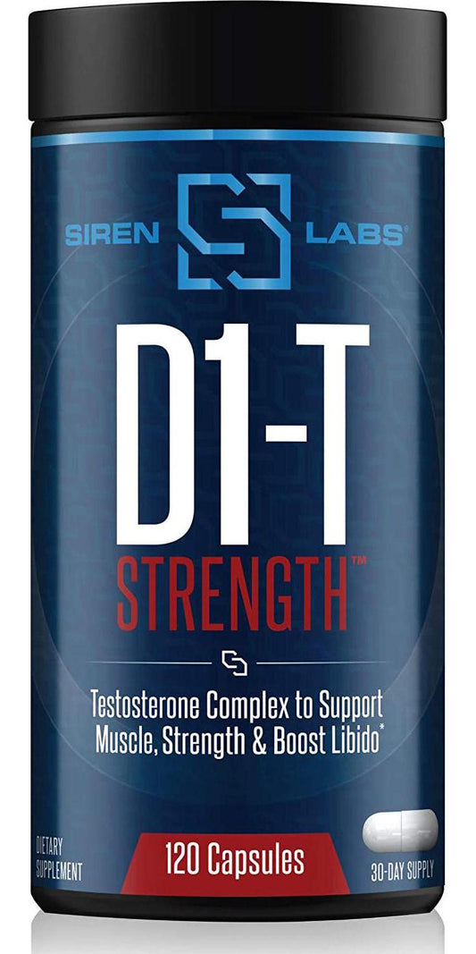Siren Labs D1-T Strength Monster Muscle Mass-Building Testosterone Booster with D-Aspartic Acid – for a Boost and Increase in Total Testosterone Levels, Suppression of Estrogen (120 Capsules)