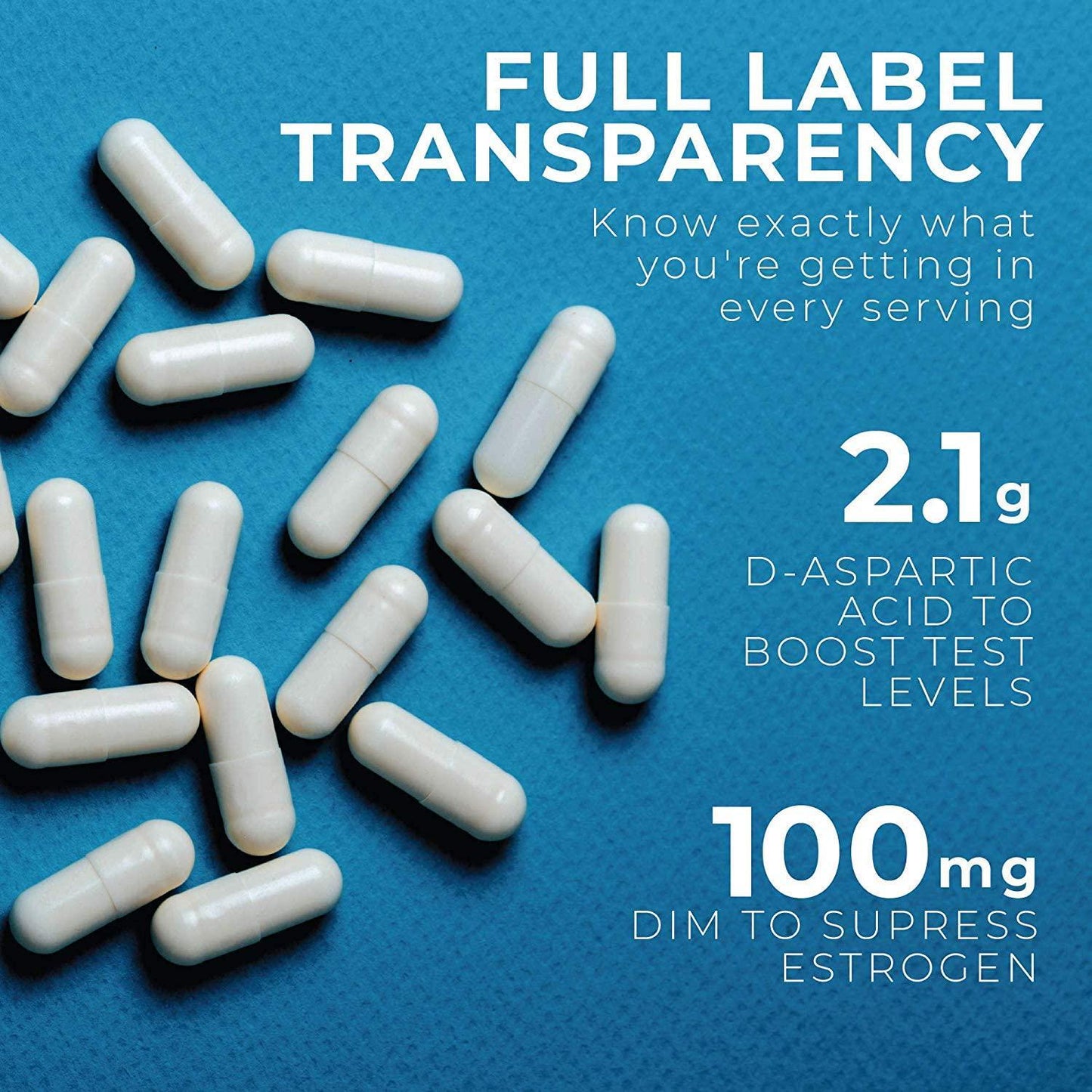 Siren Labs D1-T Strength Monster Muscle Mass-Building Testosterone Booster with D-Aspartic Acid – for a Boost and Increase in Total Testosterone Levels, Suppression of Estrogen (120 Capsules)