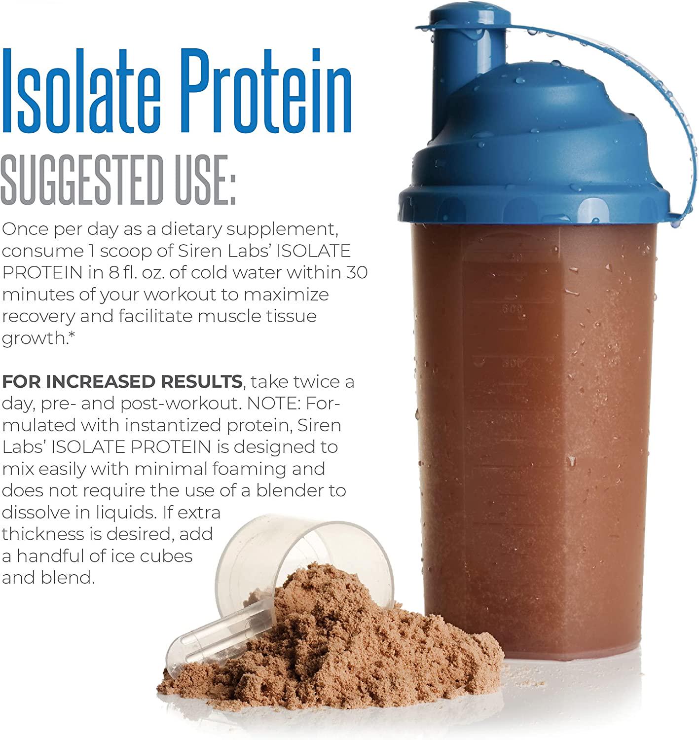Siren Labs Isolate Premium Whey Protein Powder Keto Isolate and Hydrolysate with Amino Acids Including Glutamine for Lean Muscle Growth and Recovery - Decadent Chocolate (30 Servings)
