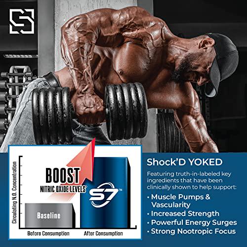 Siren Labs Shock D Yoked High Stim Pre-Workout Caffeine, Taurine, Citrulline Malate, Agmatine, Betaine Anhydrous High Energy and Powerful Muscle Pumps-Nitric Oxide Flex on The Beach (30 Servings)