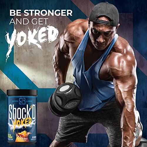 Siren Labs Shock D Yoked High Stim Pre-Workout Caffeine, Taurine, Citrulline Malate, Agmatine, Betaine Anhydrous High Energy and Powerful Muscle Pumps-Nitric Oxide Flex on The Beach (30 Servings)