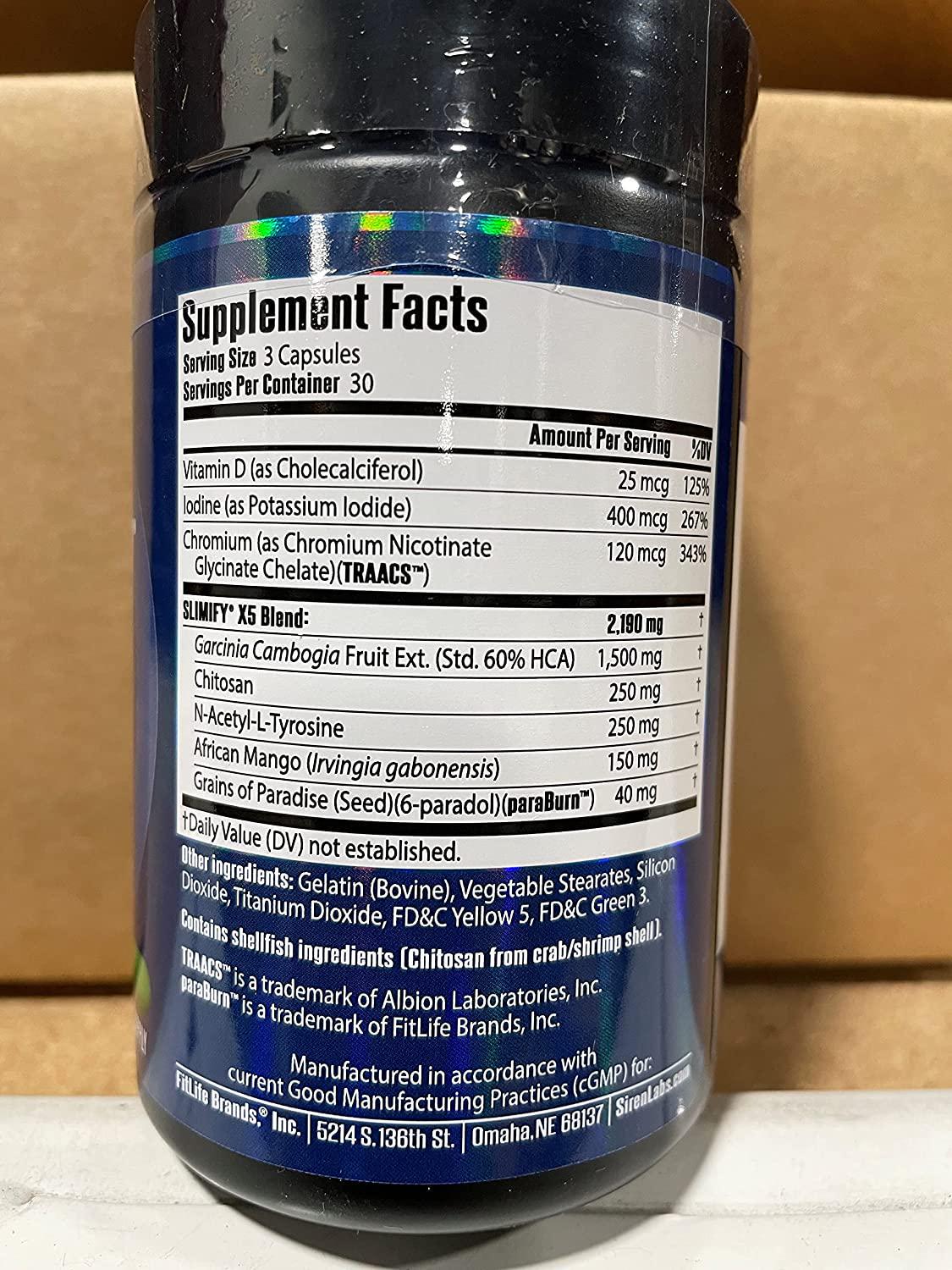 Siren Labs Slimify Advanced Fat Burner for Weight Loss - Garcinia Cambogia, African Mango, and Grains of Paradise - Boost Metabolism, Decrease Appetite, and Increase Energy - Stim Free (90 Capsules)