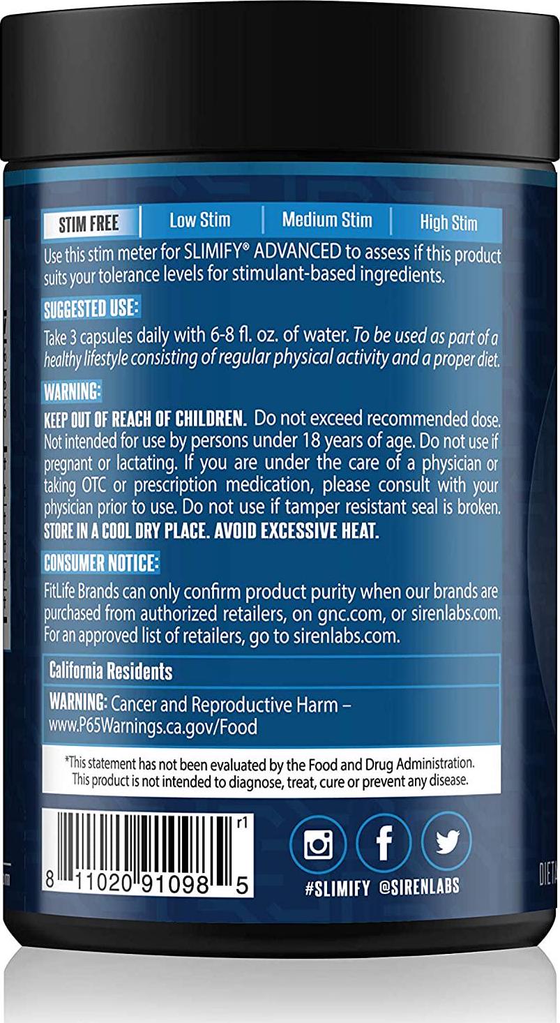 Siren Labs Slimify Advanced Fat Burner for Weight Loss - Garcinia Cambogia, African Mango, and Grains of Paradise - Boost Metabolism, Decrease Appetite, and Increase Energy - Stim Free (90 Capsules)