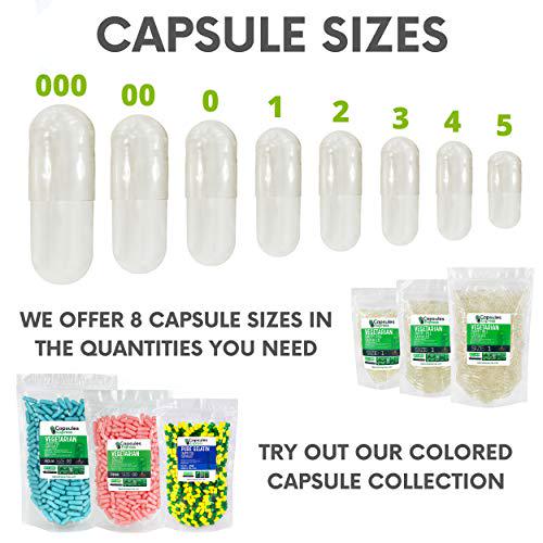 Size 000 Clear Empty Gelatin Capsules, 250 Count, Halal and Kosher Certified by Capsules Express