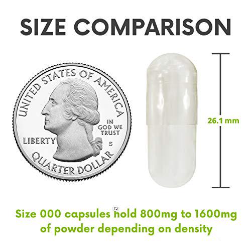 Size 000 Clear Empty Gelatin Capsules, 250 Count, Halal and Kosher Certified by Capsules Express