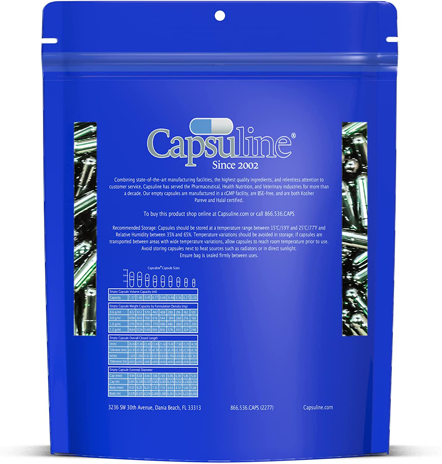 Size 0 Chlorophyll Empty Vegetarian Capsules by Capsuline - Green/Green 1000 Count