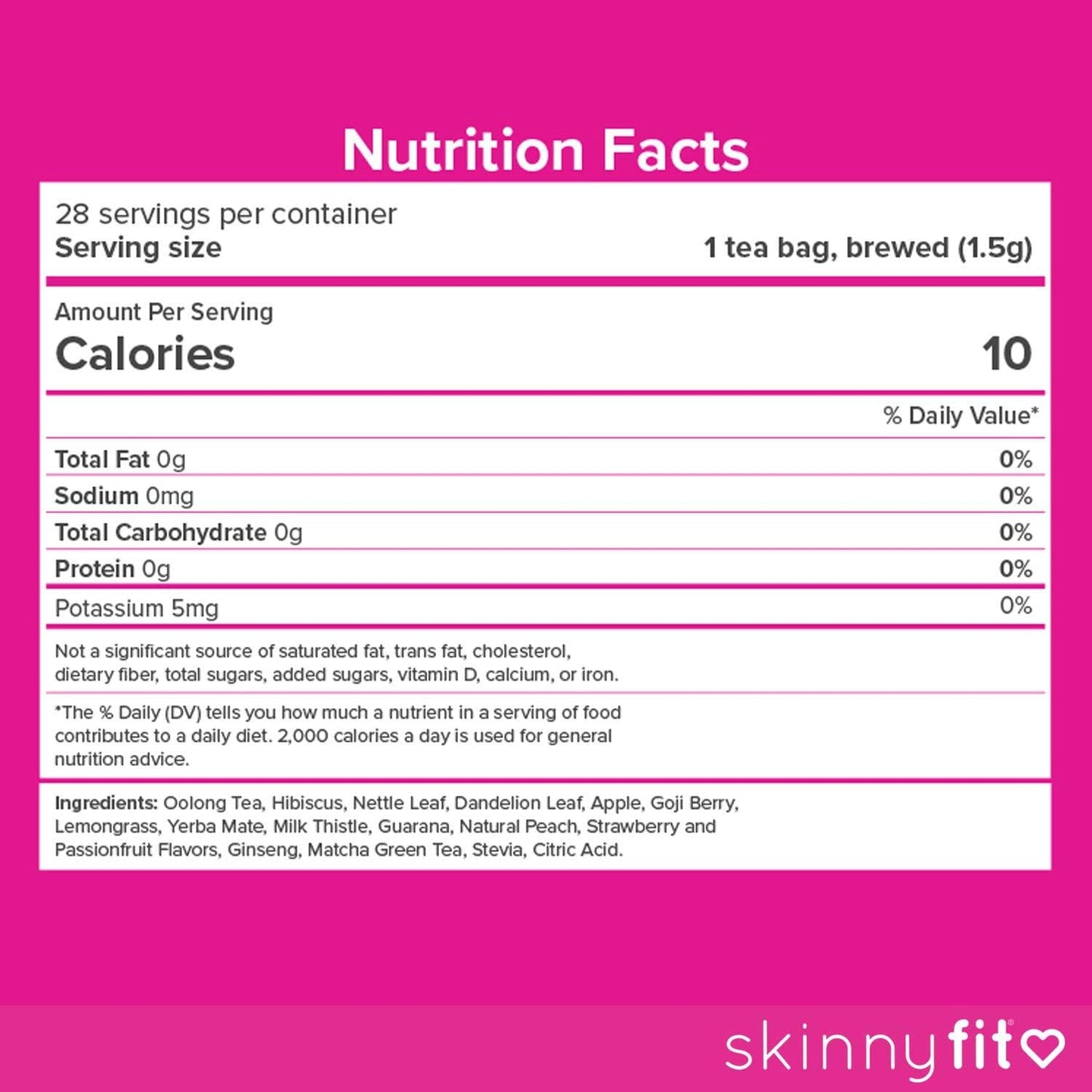 SkinnyFit Detox Tea: All-Natural, Laxative-Free, Supports A Healthy Weight, Helps Reduce Bloating, Natural Energy, Supports Immune System, Vegan, 28 Servings