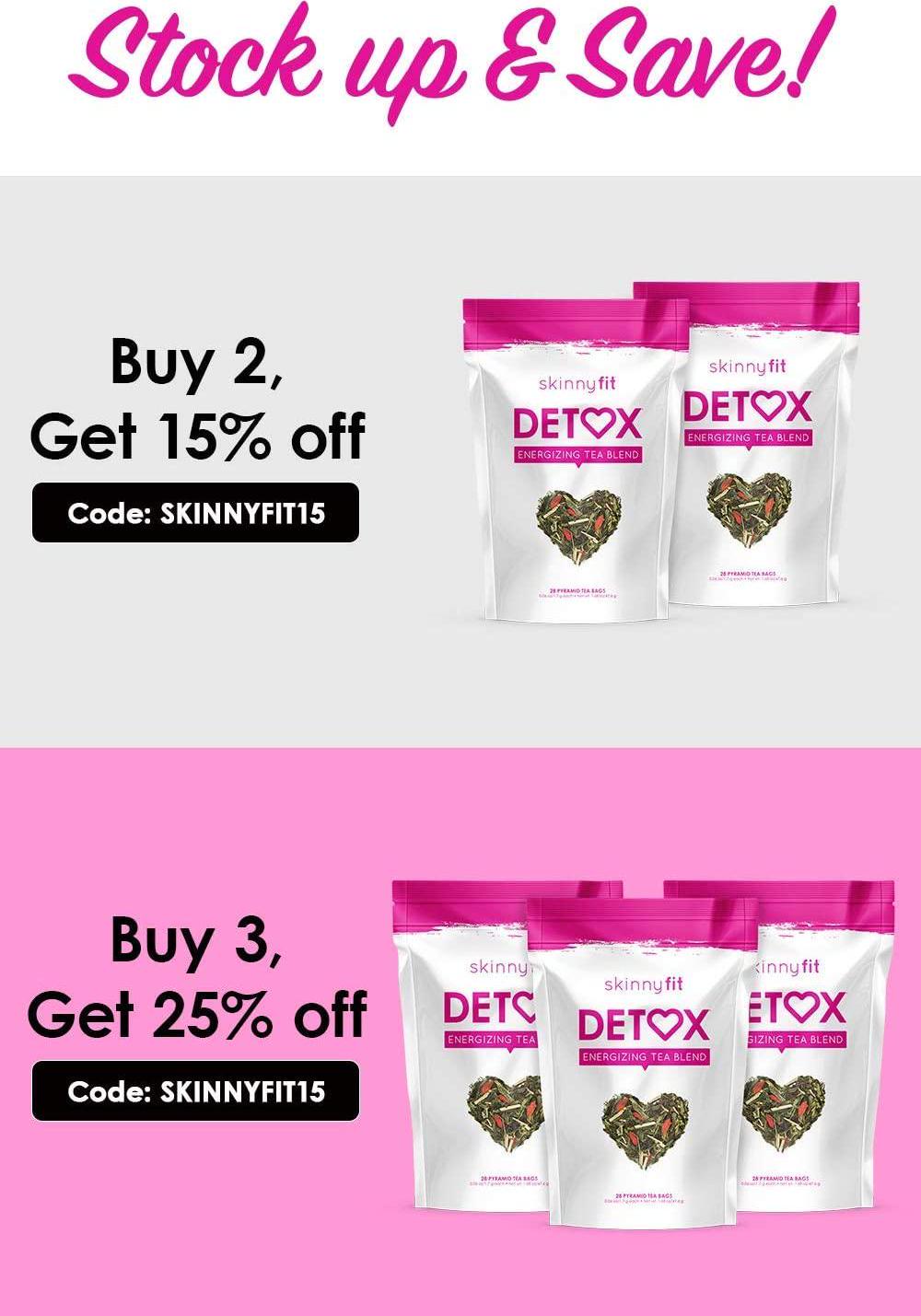 SkinnyFit Detox Tea: All-Natural, Laxative-Free, Supports A Healthy Weight, Helps Reduce Bloating, Natural Energy, Supports Immune System, Vegan, 28 Servings