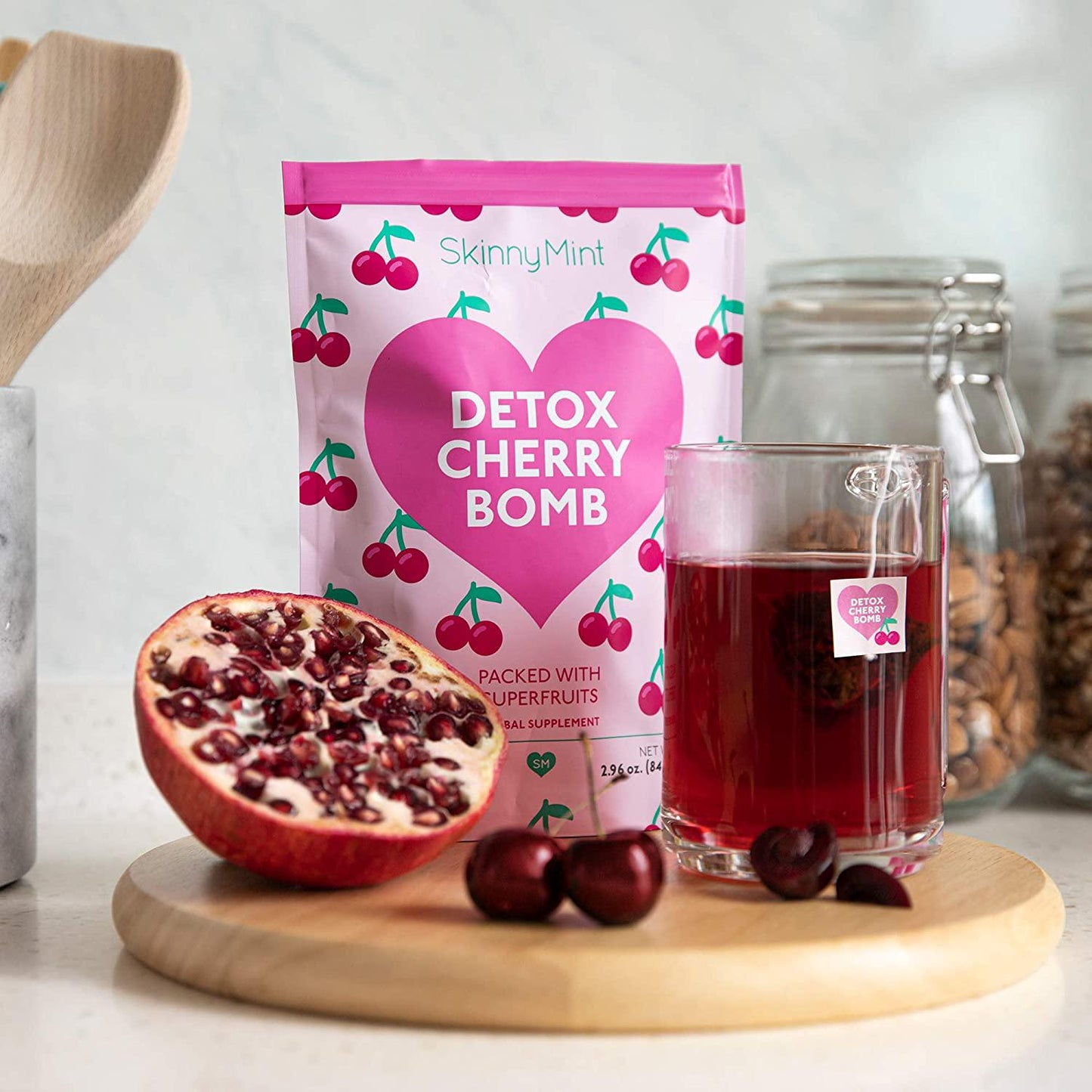 SkinnyMint Detox Cherry Bomb, All Natural superfruits Detox Tea to Support Weight Loss Goals. Help Boost Immunity and Energy.