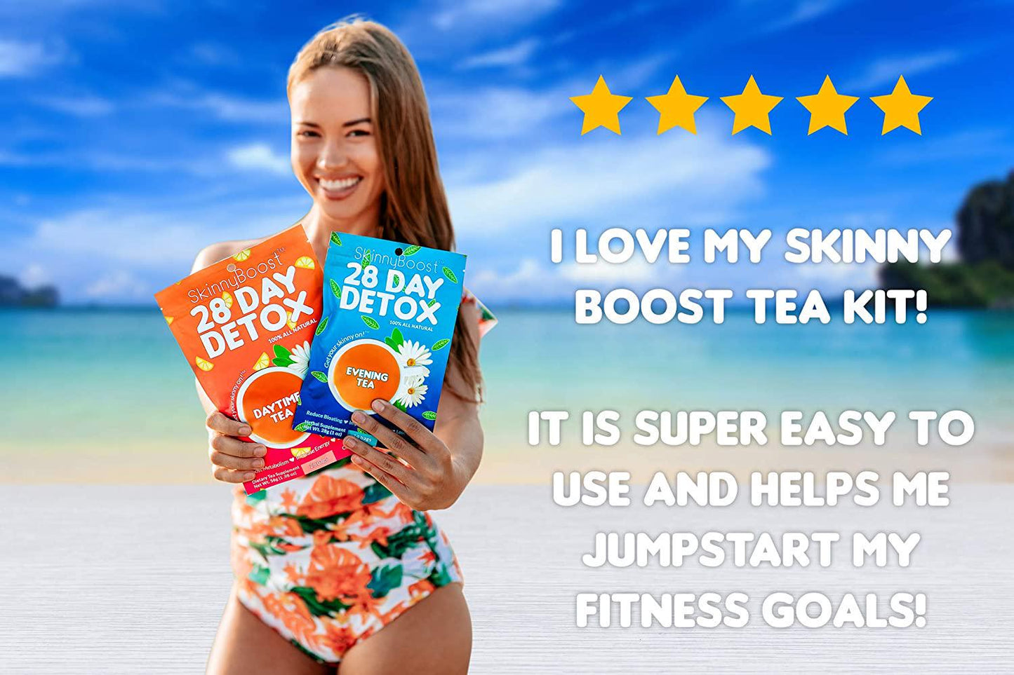 Skinny Boost 28 Day Detox Daytime Tea -(28 Tea Bags) Supports Metabolism Boost, Detox, All Natural, Non GMO, Vegan, Keto Friendly