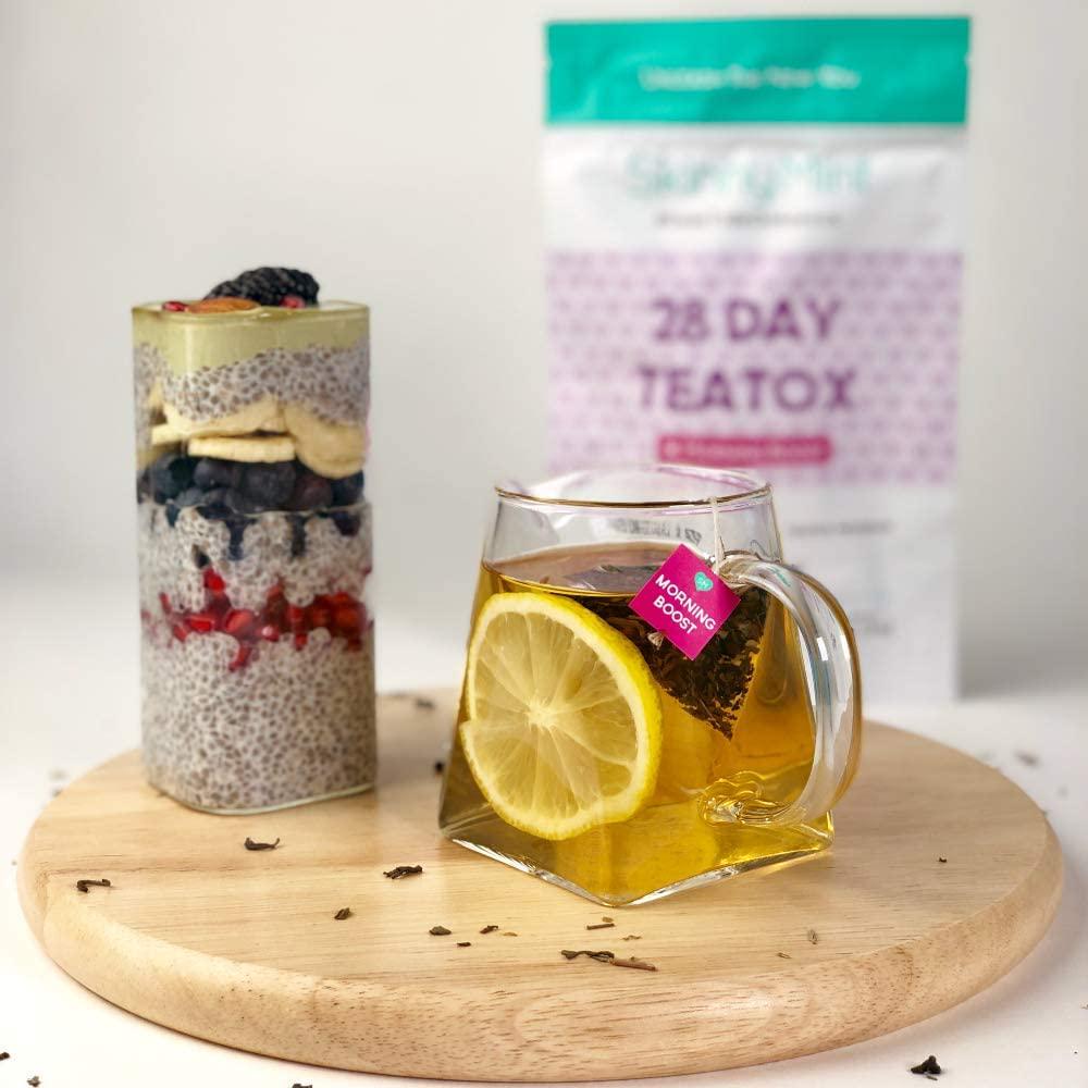 SkinyMint Original 28 Day Detox Tea Kit- Ultimate TeaTox Programme- All Natural Morning Boost and Night Cleanse Detox Tea- Helps Reduce Bloating and Boost EnergyÂ