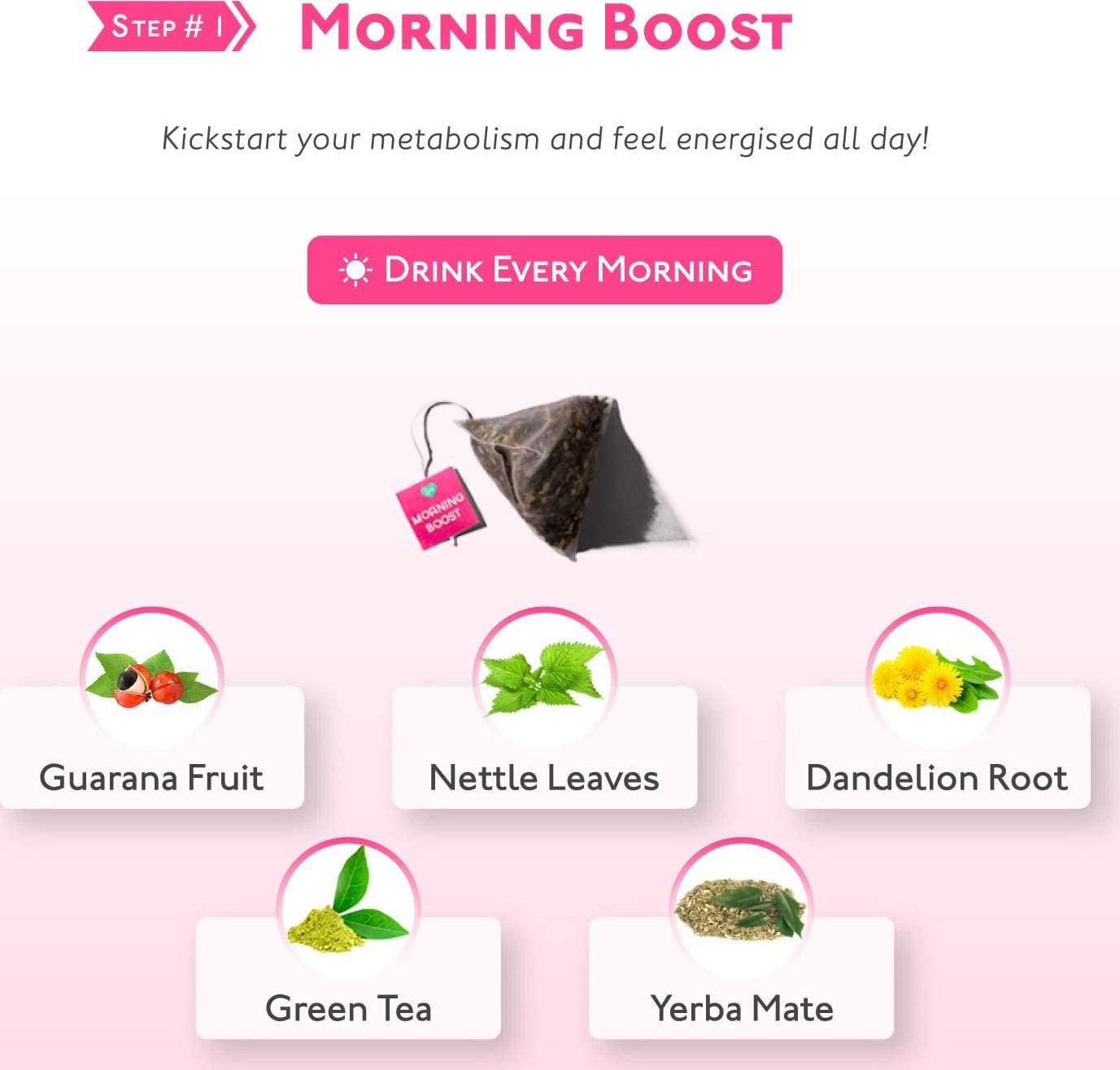 SkinyMint Original 28 Day Detox Tea Kit- Ultimate TeaTox Programme- All Natural Morning Boost and Night Cleanse Detox Tea- Helps Reduce Bloating and Boost EnergyÂ