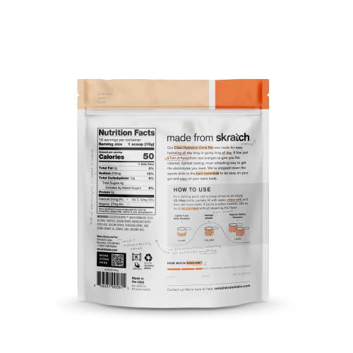 Skratch Labs Clear Hydration Drink Mix, Orange (8.5 oz, 16 Servings)- Unflavored Electrolyte powder for Exercise, Endurance and Performance- Essential Electrolytes for Energy and Rapid Recovery- Non-GMO