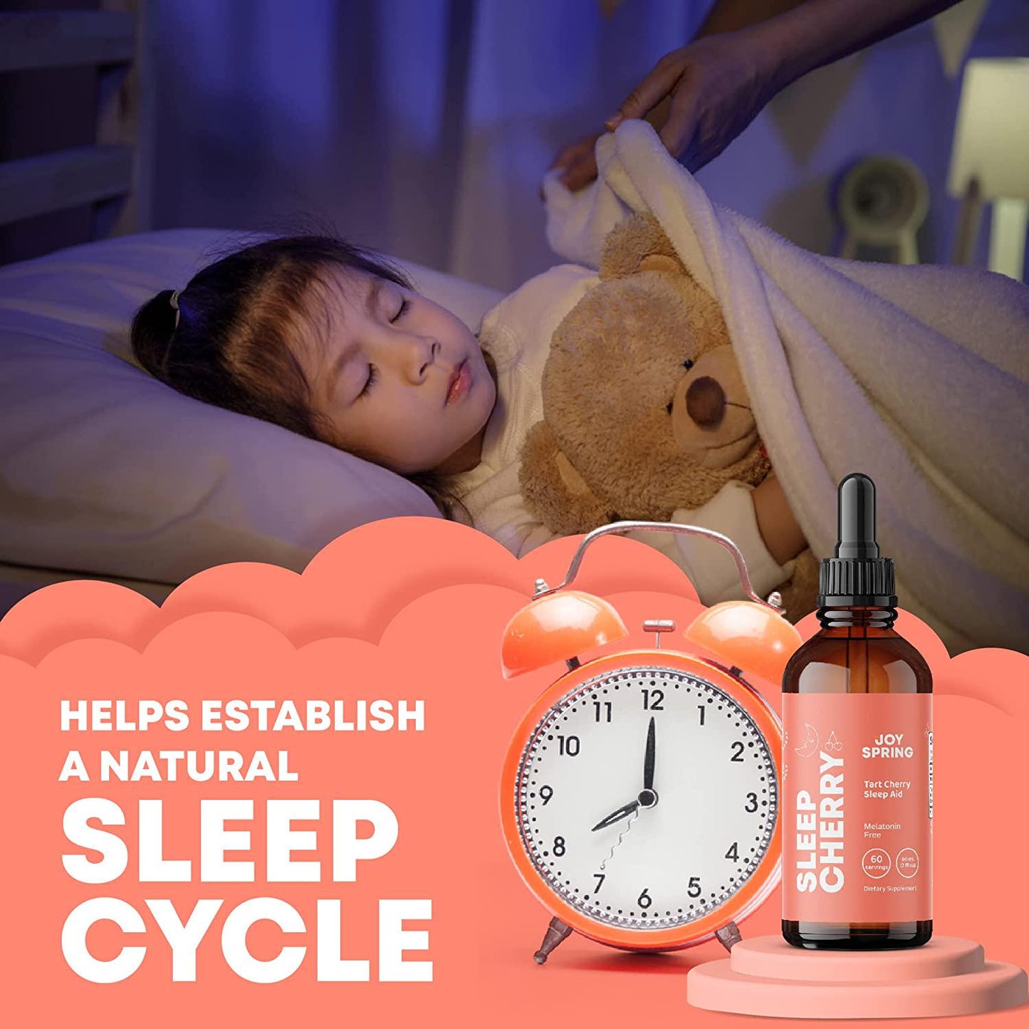 SleepCherry for Kids Natural Sleep Aid - Toddler Sleep Aid and Kids Sleep Aid Liquid Drops for a More Restful Night's Sleep - Sleep Supplement for Children - Kids Melatonin Free Sleep Aid