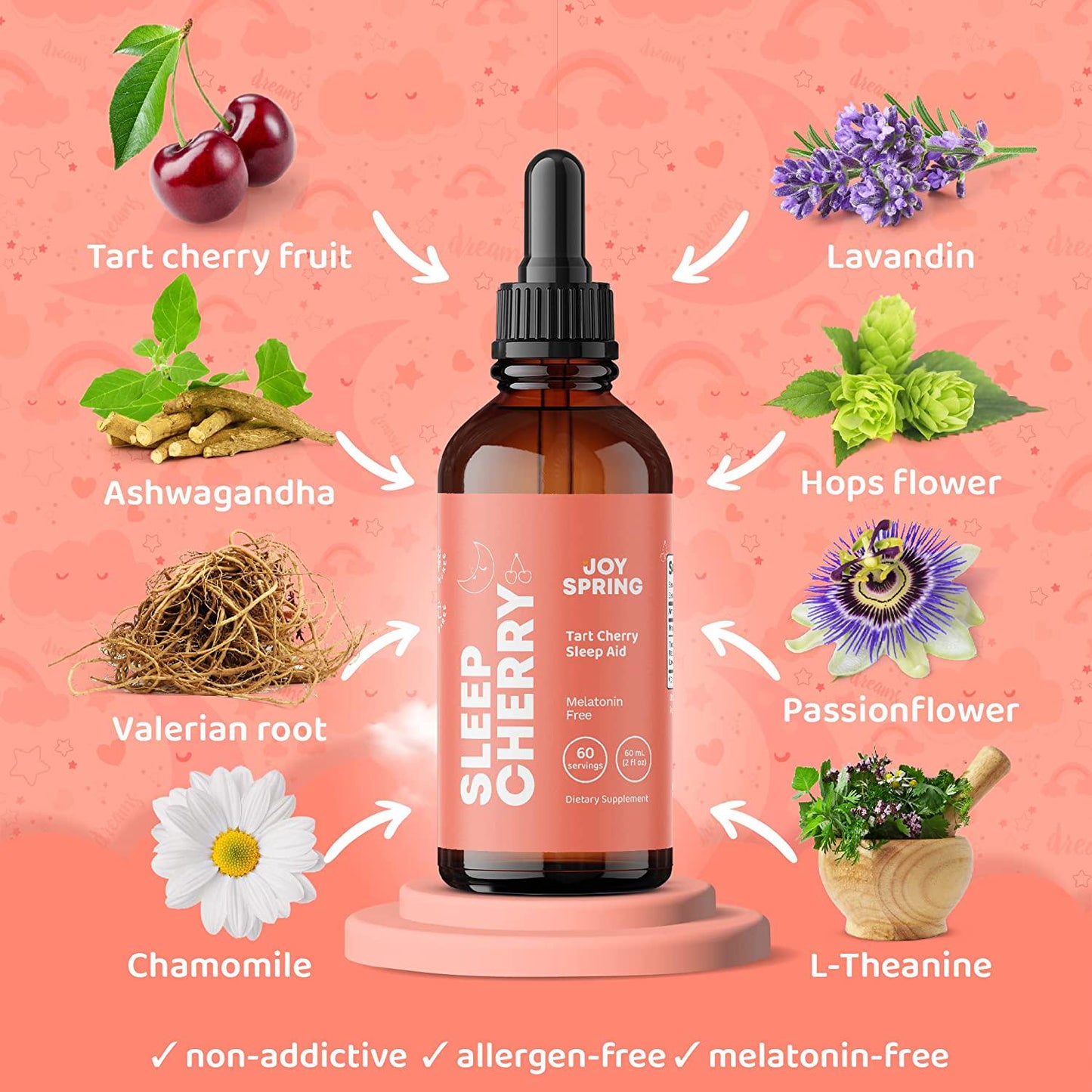 SleepCherry for Kids Natural Sleep Aid - Toddler Sleep Aid and Kids Sleep Aid Liquid Drops for a More Restful Night's Sleep - Sleep Supplement for Children - Kids Melatonin Free Sleep Aid