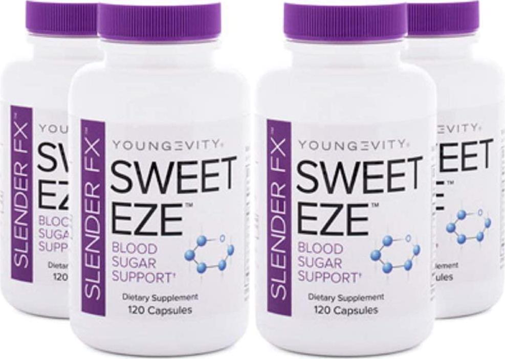 Slender FX Sweet Eze Blood Sugar Regulator - 4 Bottles 120 Capsules Per Bottle (Ships Worldwide)