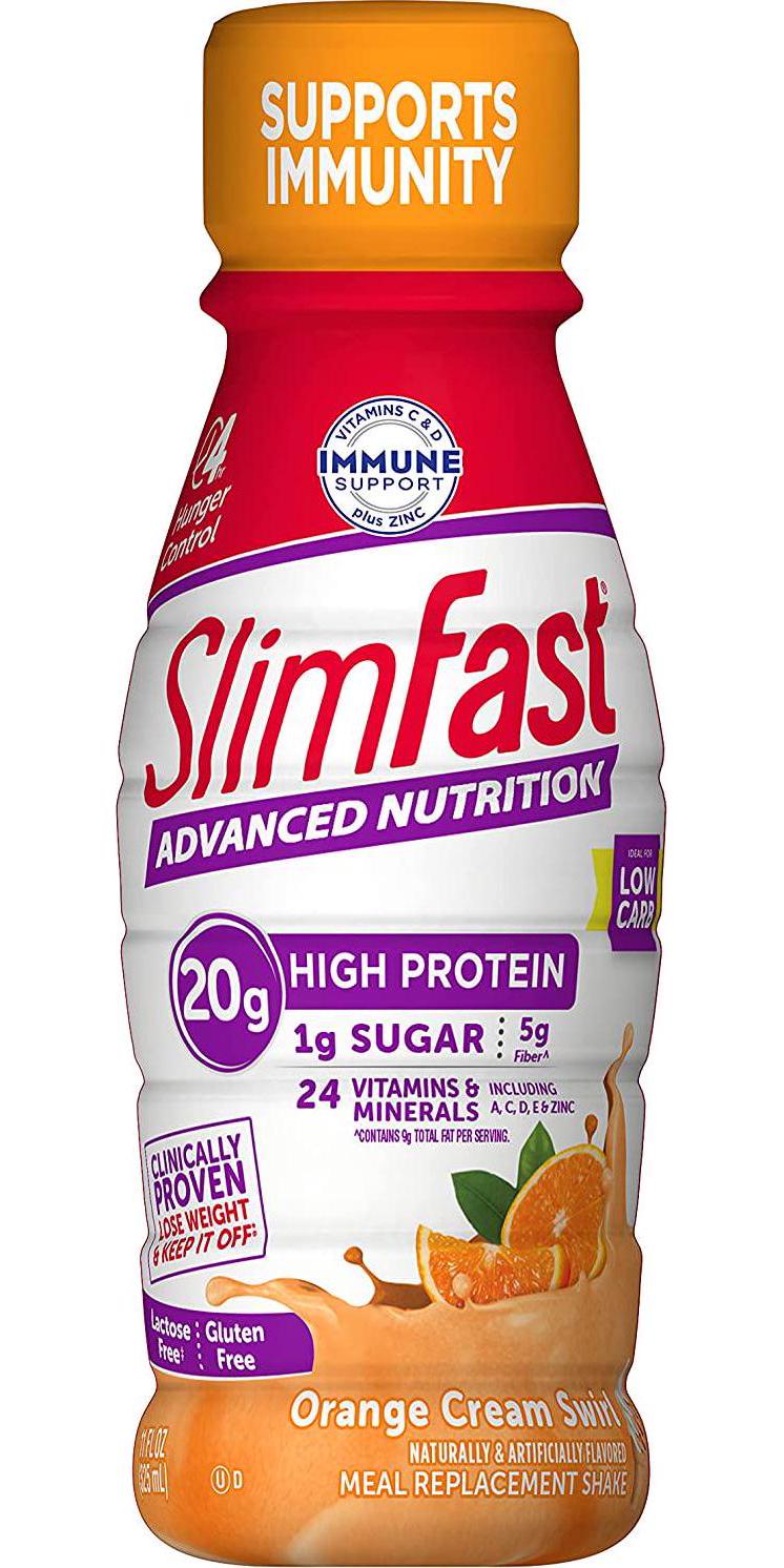 SlimFast Advanced Nutrition High Protein Meal Replacement Shake, Orange Cream Swirl, 20g of Ready to Drink Protein, 11 Fl. Oz Bottle, 4 Count (Pack of 3)