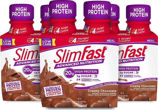 SlimFast Advanced Nutrition Creamy Chocolate Shake Meal Replacement 20g of Protein 11oz 12 Count