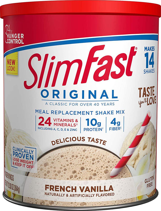 SlimFast Meal Replacement Powder, Original French Vanilla, Weight Loss Shake Mix, 10g of Protein, 14 Servings