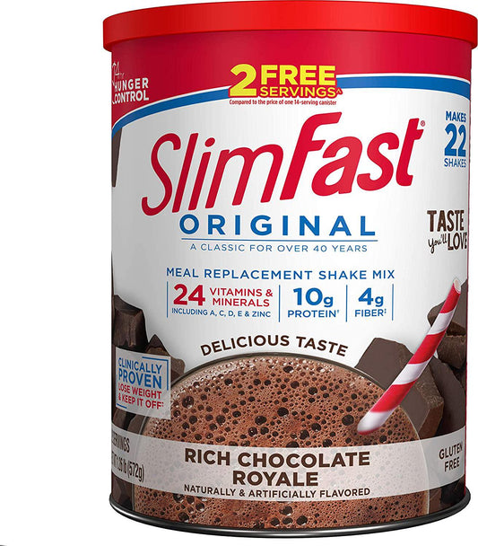 SlimFast Meal Replacement Powder, Original Rich Chocolate Royale, Weight Loss Shake Mix, 10g of Protein, 22 Servings