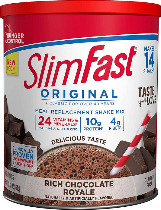 SlimFast Meal Replacement Powder, Original Rich Chocolate Royale, Weight Loss Shake Mix, 10g of Protein, 14 Servings (220353)