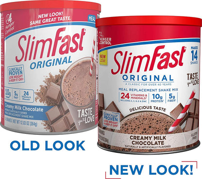 SlimFast – Original Meal Replacement Shake Mix Powder – Weight Loss Shake – 10g of Protein – 24 Vitamins and Minerals Per Serving – Great Taste – 12.83 oz. – Pack of 3 - Creamy Milk Chocolate