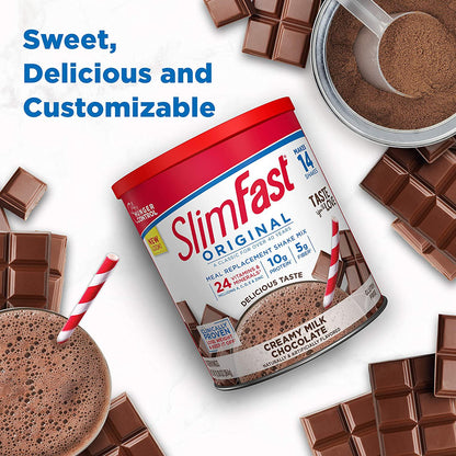 SlimFast – Original Meal Replacement Shake Mix Powder – Weight Loss Shake – 10g of Protein – 24 Vitamins and Minerals Per Serving – Great Taste – 12.83 oz. – Pack of 3 - Creamy Milk Chocolate