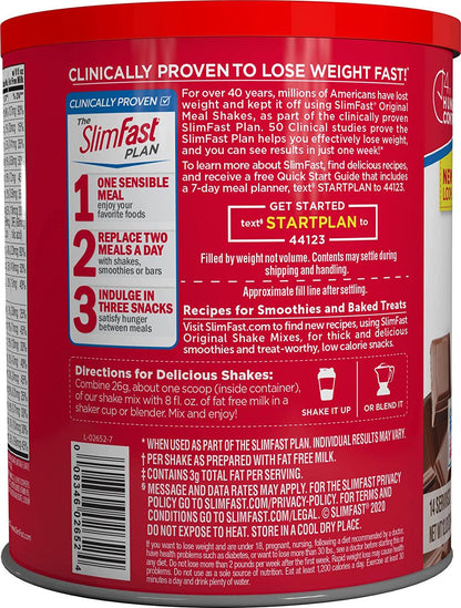 SlimFast – Original Meal Replacement Shake Mix Powder – Weight Loss Shake – 10g of Protein – 24 Vitamins and Minerals Per Serving – Great Taste – 12.83 oz. – Pack of 3 - Creamy Milk Chocolate