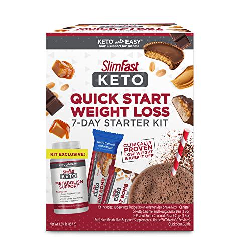 SlimFast Weight Loss, Keto Bundle with Whey Protein, Collagen Powder and MCT Oil Ingredients, Quick 7-Day Stater Kit, 1.89 Pound (Pack of 1)