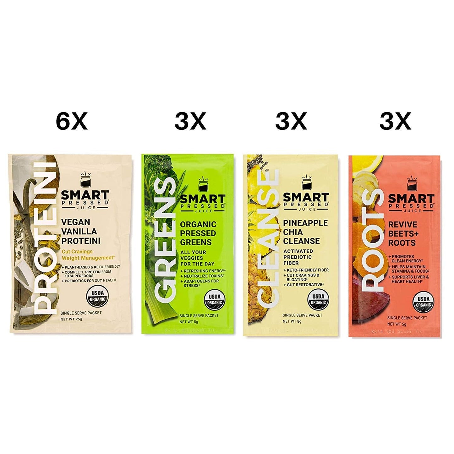 Smart Pressed Juice 3-Day Organic Juice Cleanse | Healthy Weight Loss and Detox Program | Vegan Vanilla Protein, Cold-Pressed Green Juice, Beets Juice and Pineapple Chia Cleanse | High Fiber and Vegan