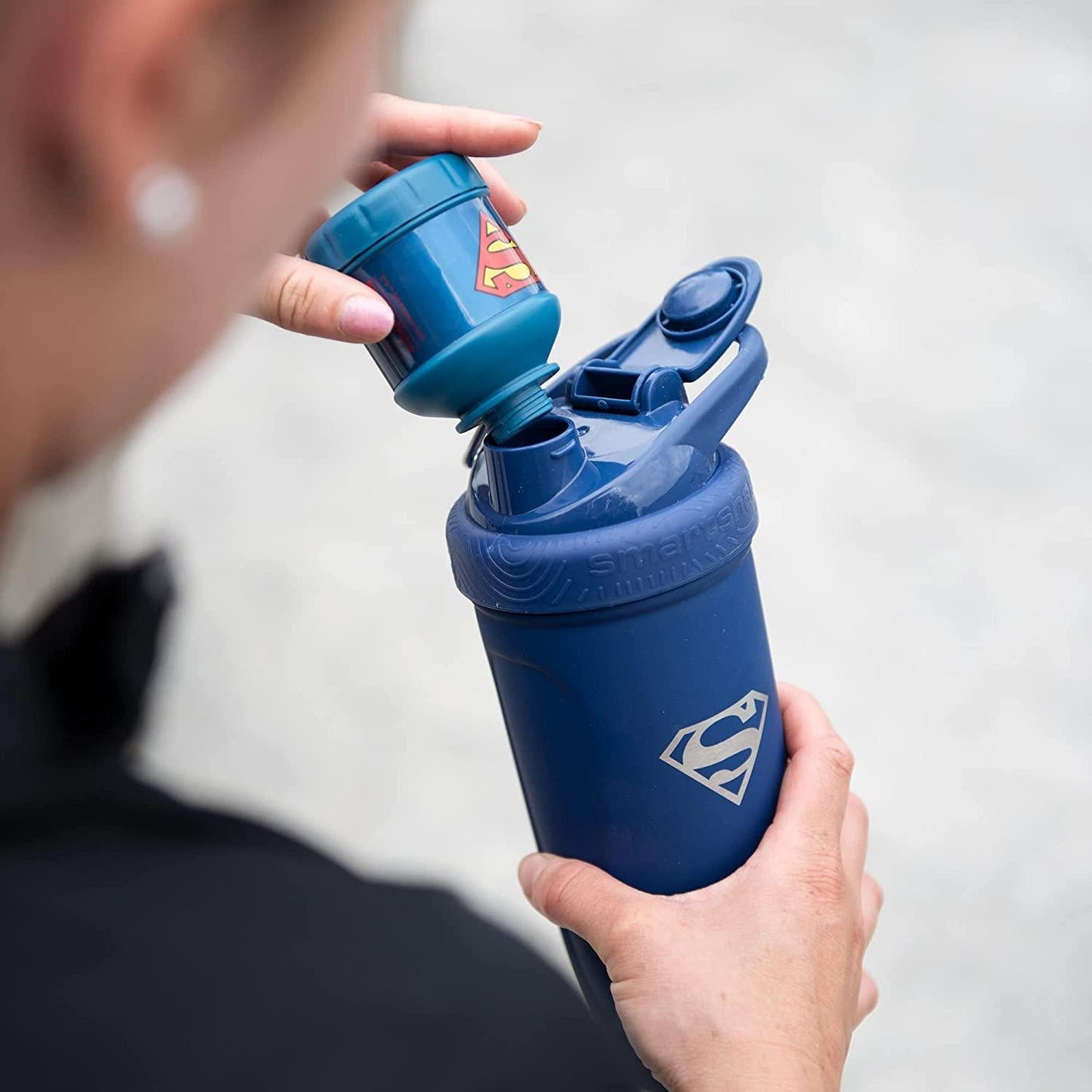 Smartshake DC Comics Whey2Go Funnel Superman Shaker, 110 ml Capacity