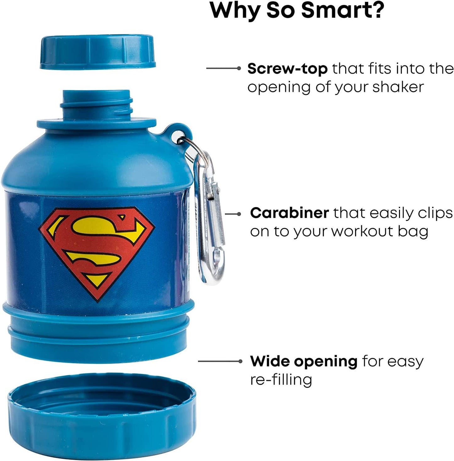 Smartshake DC Comics Whey2Go Funnel Superman Shaker, 110 ml Capacity