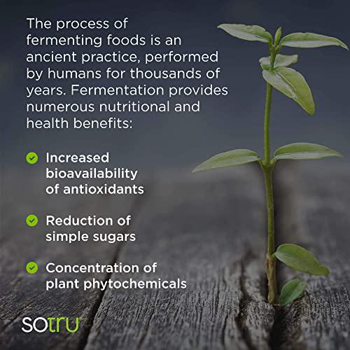 SoTru Fruitful Greens, Fruit Flavored - 8.47 oz. - Antioxidant - Fermented Superfood Blend with Digestive Enzymes and Prebiotic Fiber - USDA Certified Organic, Non-GMO, Vegan, Gluten-Free - 21 Servings