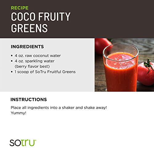 SoTru Fruitful Greens, Fruit Flavored - 8.47 oz. - Antioxidant - Fermented Superfood Blend with Digestive Enzymes and Prebiotic Fiber - USDA Certified Organic, Non-GMO, Vegan, Gluten-Free - 21 Servings