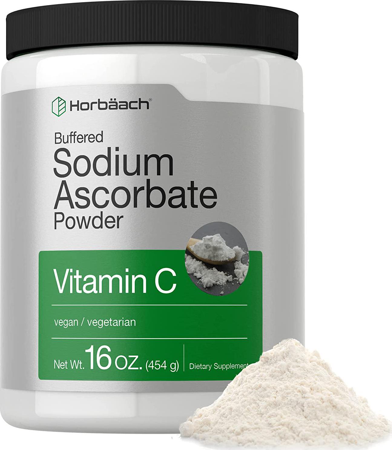 Sodium Ascorbate Vitamin C Powder | 16oz | Vegetarian, Non-GMO, Gluten Free | 100% Pure Buffered | by Horbaach