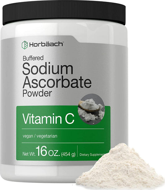 Sodium Ascorbate Vitamin C Powder | 16oz | Vegetarian, Non-GMO, Gluten Free | 100% Pure Buffered | by Horbaach