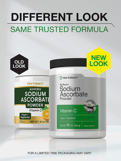 Sodium Ascorbate Vitamin C Powder | 16oz | Vegetarian, Non-GMO, Gluten Free | 100% Pure Buffered | by Horbaach