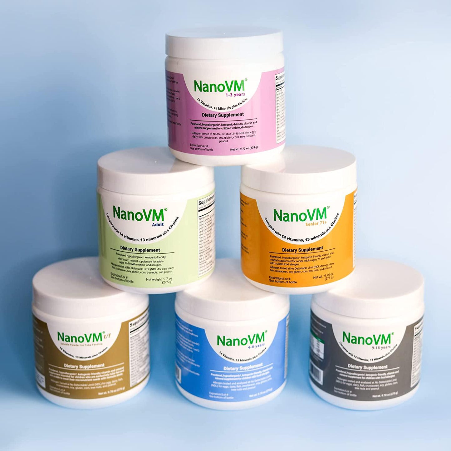 Solace Nutrition NanoVM 9-18 (275g) Flavorless Powdered Hypoallergenic, Carbohydrate Free Vitamin and Mineral Supplement, Designed Specifically for Children with Food Allergies 9-18 Years of Age