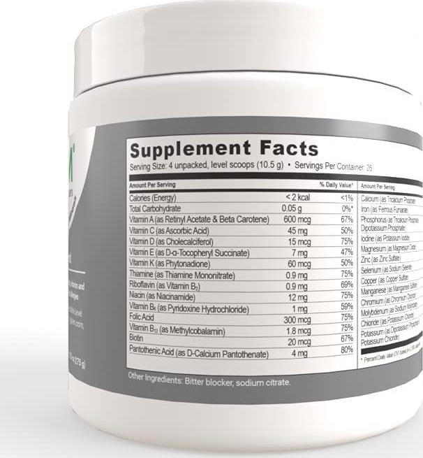 Solace Nutrition NanoVM 9-18 (275g) Flavorless Powdered Hypoallergenic, Carbohydrate Free Vitamin and Mineral Supplement, Designed Specifically for Children with Food Allergies 9-18 Years of Age