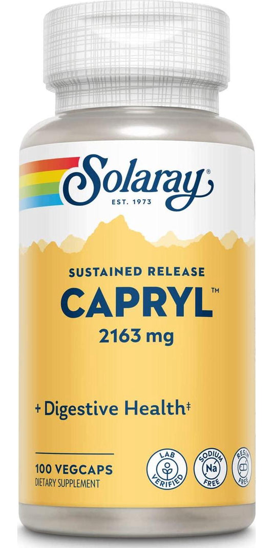 Solaray Capryl | Sustained Release Caprylic Acid | Healthy Gastrointestinal Tract Support | 16 Servings | 100 VegCaps