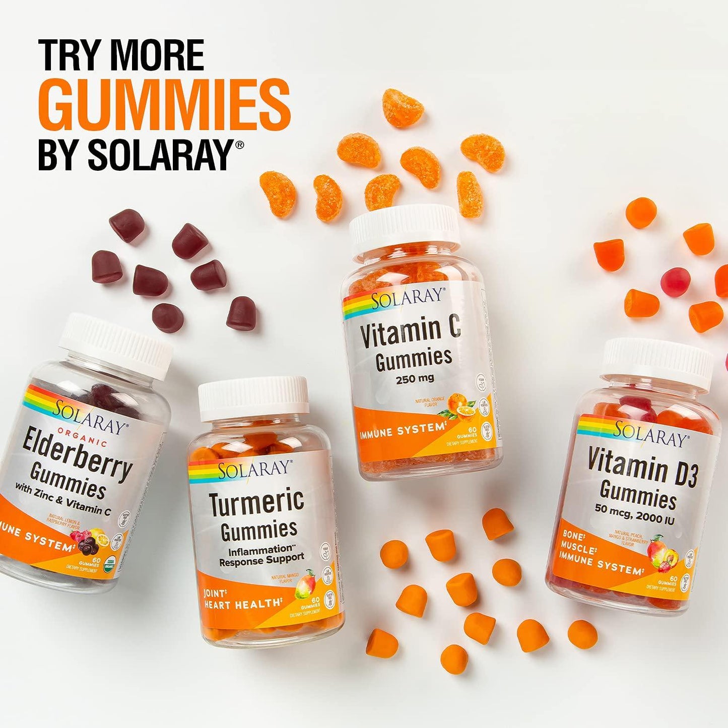 Solaray Organic Elderberry Gummies w/Zinc and Vitamin C | Healthy Immune System Support | Gluten Free | 30 Serv, 60 Ct