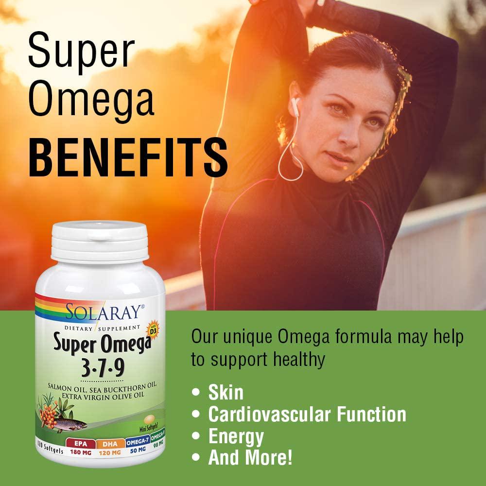 Solaray Super Omega 3 7 9 | Supports Healthy Skin, Cardiovascular Function, More | EPA, DHA, Essential Fatty Acids from Fish Oil | Mini Softgel, 120ct
