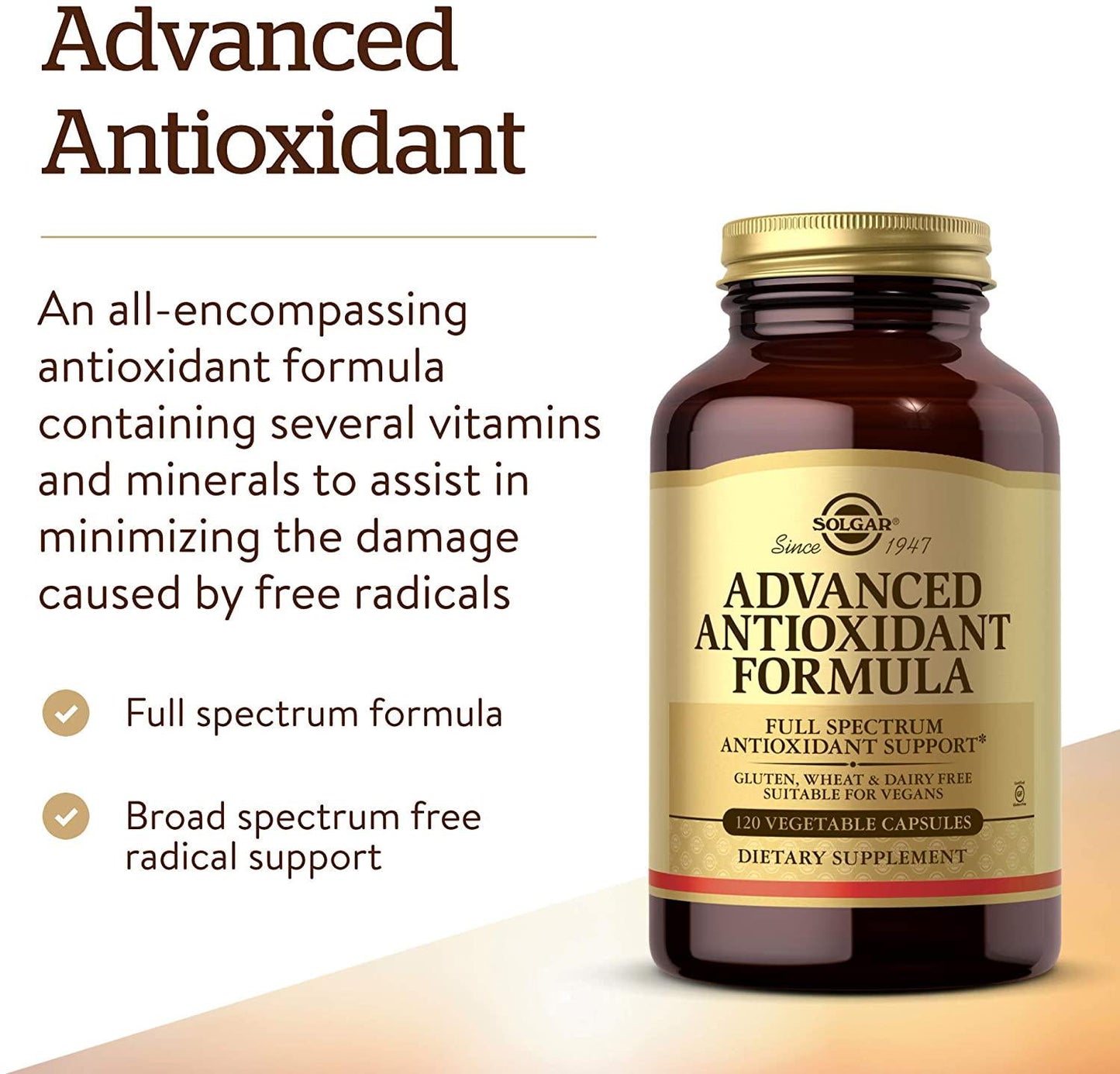 Solgar - Advanced Antioxidant Formula Vegetable Capsules 120 Count