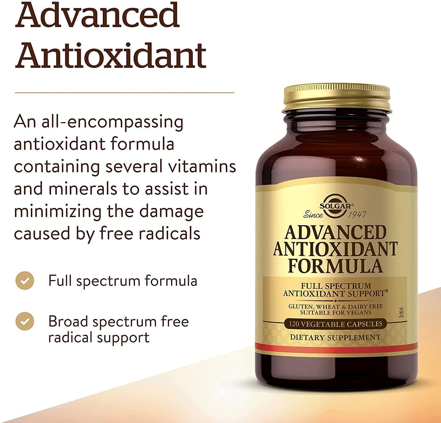 Solgar - Advanced Antioxidant Formula Vegetable Capsules 120 Count