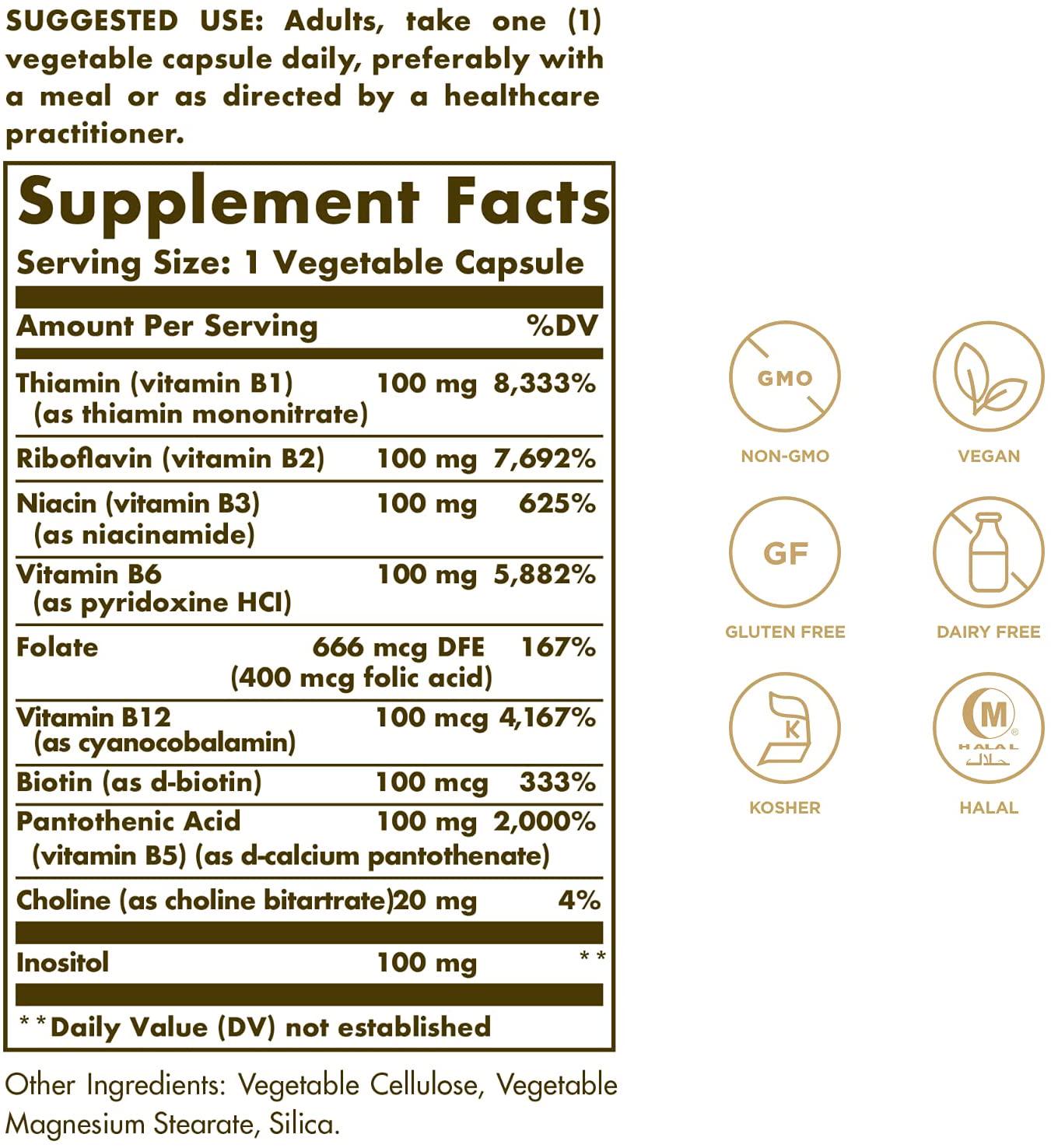 Solgar - B Complex 100 - 100 Vegetarian Capsules